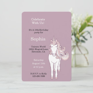 Lila wilder Einhorn-Geburtstag Einladung