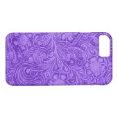 Lila Wildlederleder-Look Embossierte Blume Case-Mate iPhone Hülle (Rückseite (Horizontal))