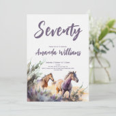 Lila Wildtier Seventieth Birthday Einladung (Stehend Vorderseite)