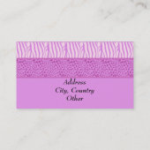 Lila Wildtierausdruck Visitenkarte (Rückseite)