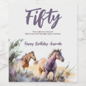 Lila Wildtierpferd Weinetikett (Einzelnes Label)