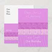 Lila Wildtierwerbung zum Geburtstag Einladung (Vorne/Hinten)