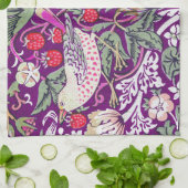 Lila William Morris Strawberry Thief Pattern Geschirrtuch (Gefaltet)