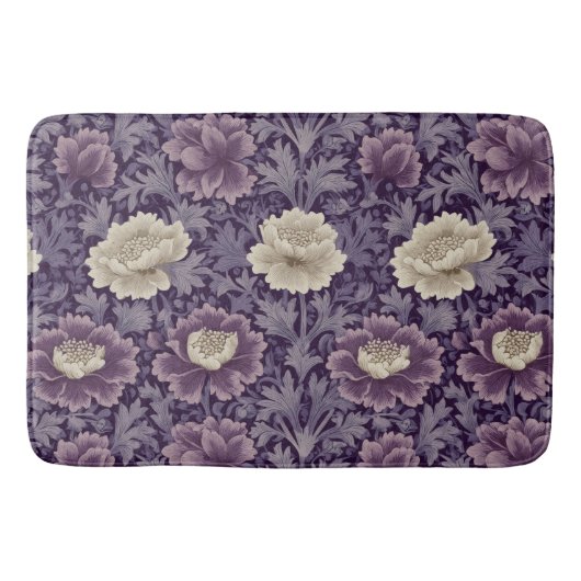 Lila William Morris Style Floral Badematte (Vorderseite)