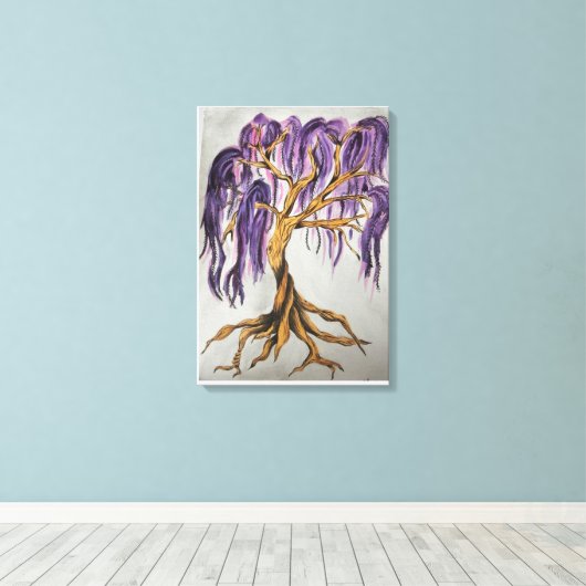 Lila Willow Tree Canvas Print Leinwanddruck (Insitu (Holzboden))