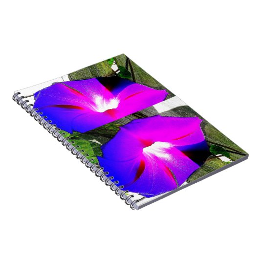 Lila Winden-Blumen-gewundenes Notizbuch Notizblock (Rechte Seite)