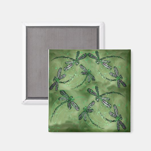 Lila Winged Dragonflies Magnet (Vorderseite/Rückseite)