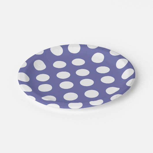 lila Winkeln | weiße Polka-Punkte Pappteller (Schrägansicht)