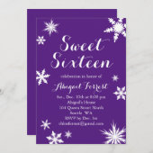 Lila Winter 16 . Geburtstag Einladung (Vorne/Hinten)