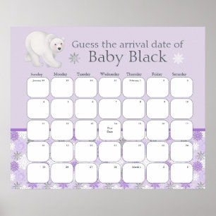 Lila Winter Baby-Dusche schätzt den Fälligkeitsdat Poster