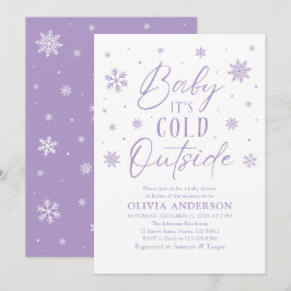 Lila Winter Baby Es ist kalte Außendusche Einladung