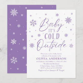 Lila Winter Baby Es ist kalte Außendusche Einladung