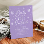 Lila Winter Baby Es ist kalte Außendusche Einladung