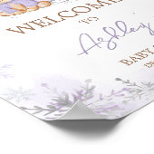 Lila Winter Bear Baby Dusche Willkommen Poster (Ecke)