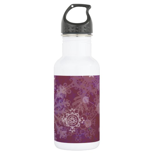 Lila Winter Edelstahlflasche (Vorderseite)