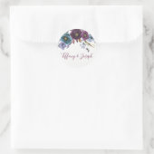 Lila Winter floral Elegante Wedding Gefallen Siege Runder Aufkleber (Tasche)