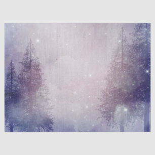 Lila Winter Pine Tree Forest Decoupage Seidenpapier