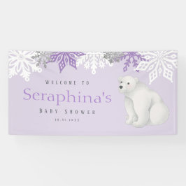 Lila Winter Polar Bear Baby Dusche Banner
