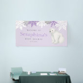 Lila Winter Polar Bear Baby Dusche Banner (Messeveranstaltung)