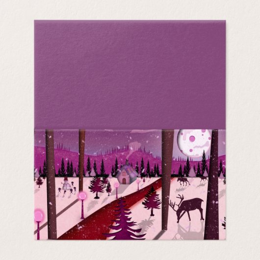 Lila Winter Scene 25 Pack Weihnachtskarten (Außenseite Aufgefaltet)