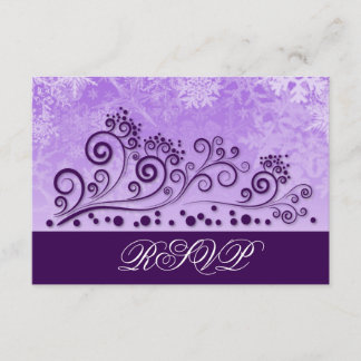Lila Winter Snowflake Hochzeitskarten RSVP Karte