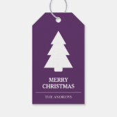 Lila Winter-Weihnachtsbaum Geschenkanhänger (Rückseite)