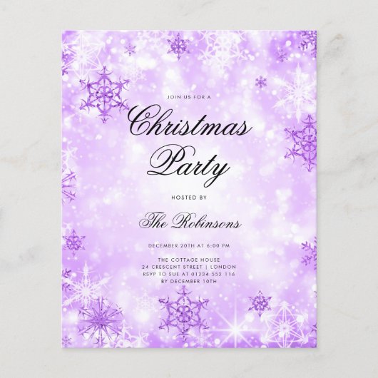 Lila Winter Wonder Holiday Einladungsprogramm & Me Flyer (Vorne)