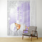 Lila Winter Wonderland Babydusche Hintergrund Wandteppich (Beispiel)