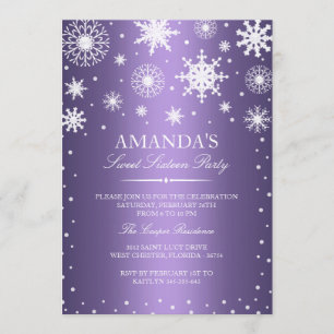 Lila Winter Wonderland Sweet 16 Einladung