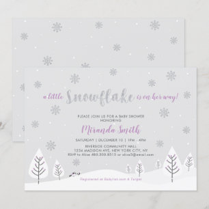 Lila Winter-Wunderland-Mädchen-Baby-Shower/Sprinkl Einladung