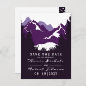 Lila Winterhochzeit Save the Date Ankündigungspostkarte (Vorne/Hinten)