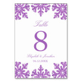 Lila Winterhochzeit Tischnummer (Rückseite)