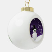 Lila Winterlandschaft Snowman Gerahmte Ornamente (Links)