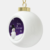 Lila Winterlandschaft Snowman Gerahmte Ornamente (Rechts)