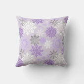 Lila Winterschneeflocken Personalisiertes Baby Fot Kissen (Rückseite)