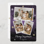 Lila Winterurlaub Frohe Weihnachts-Fotokarten Feiertagskarte (Vorne/Hinten)