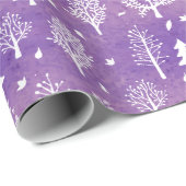 Lila Winterwaldmuster Geschenkpapier (Rolleneckpunkt)