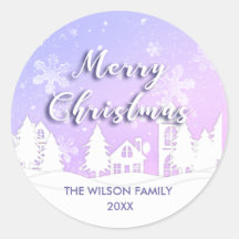 Lila Winterwonderland Weiße Schneehaus Urlaub