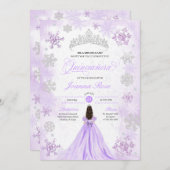 Lila Winterwunder Snowflake Quinceanera Einladung (Vorne/Hinten)