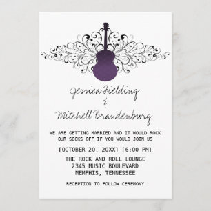 Lila Wirbel Gitarre Hochzeitseinladung Einladung