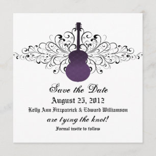 Lila Wirbel Gitarre Save the Date einladen