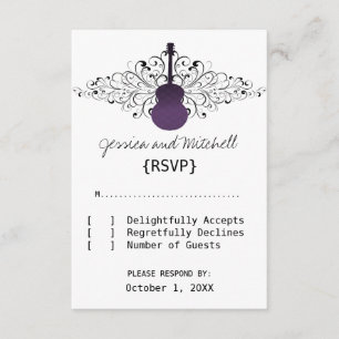 Lila Wirbel Guitar Response Card RSVP Karte
