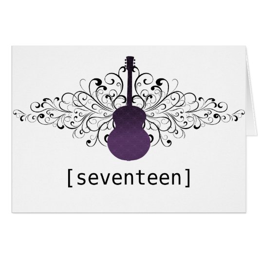 Lila Wirbel Guitar Tischnummer Card (Vorderseite (Horizontal))