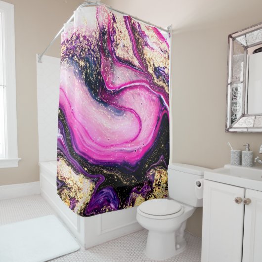 Lila Wirbel mit Glitzer Duschvorhang (Beispiel)