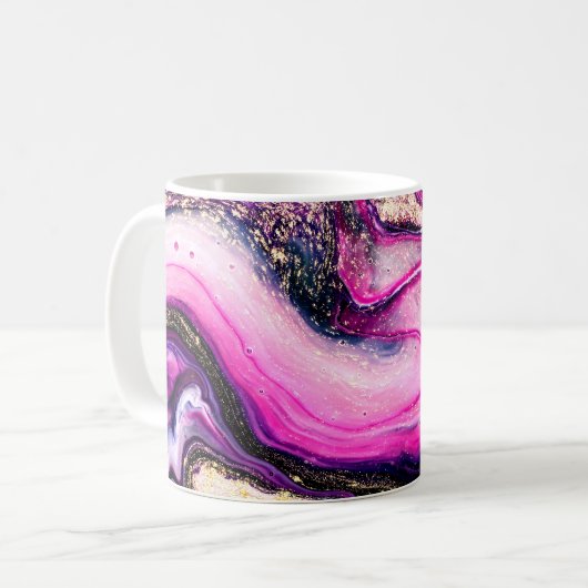 Lila Wirbel mit Glitzer Kaffeetasse (Vorderseite Links)