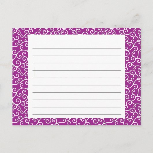 Lila Wirbel Rezept-Karte Postkarte (Vorderseite)