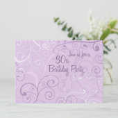 Lila Wirbels-30. Geburtstags-Party Einladung (Stehend Vorderseite)