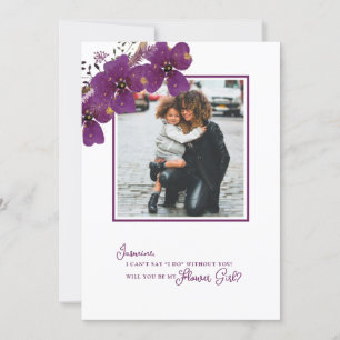 Lila Wirst du meine Blumenmädchen-Anfrage-Foto Einladung