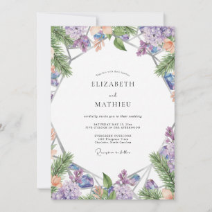 Lila Wisteria-Aquarell-Hochzeit Einladung