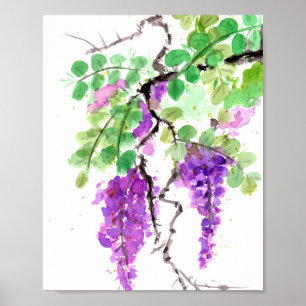 Lila Wisteria-Aquarell Poster
